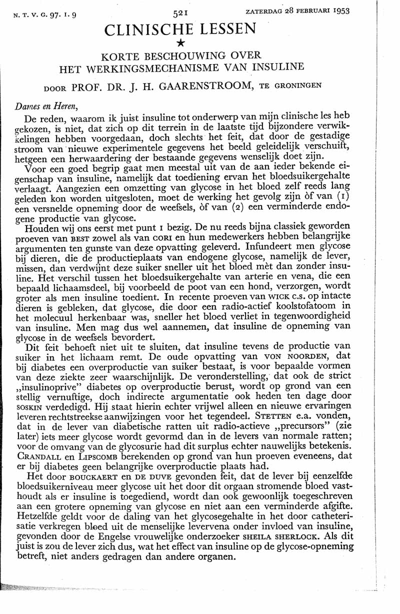 Korte beschouwing over het werkingsmechanisme van insuline  Nederlands