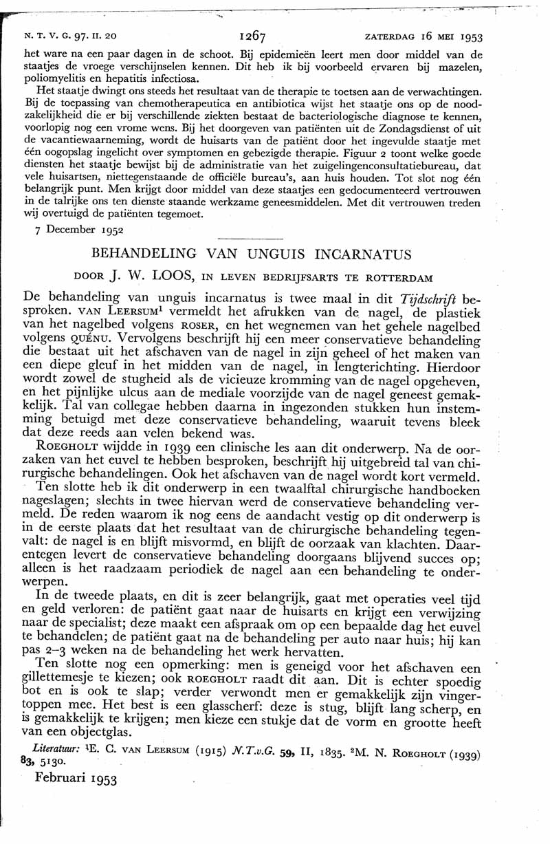 Behandeling van unguis incarnatus Nederlands Tijdschrift voor Geneeskunde