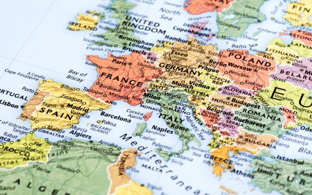 Een kaart van Europa.