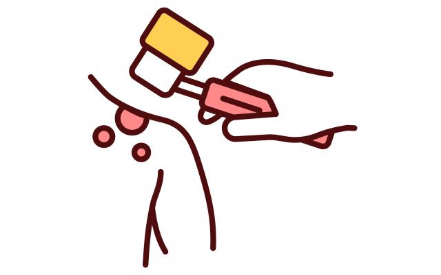 Schematische weergave kloppen op schouder