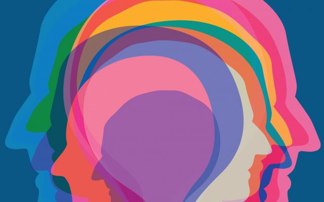 Profiel van hoofd in verschillende kleuren