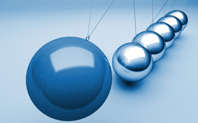 Illustratie van een Newtonpendel.