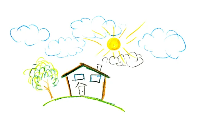 Kindertekening van huis