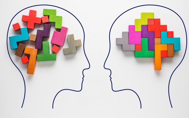 Hoofden met puzzels erin