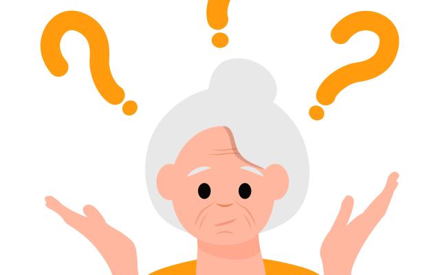 Tekening van vrouw met vraagtekens om haar hoofd