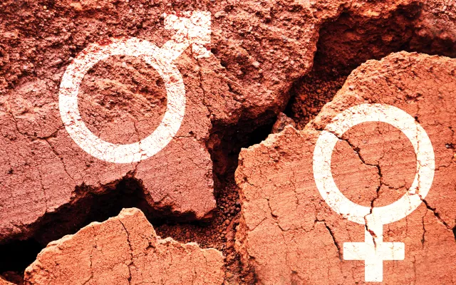 Aarde met daarop het mannen- en vrouwensymbool
