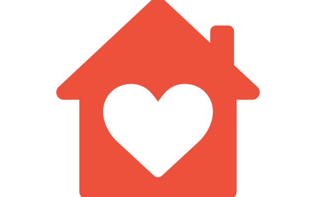Illustratie van een huisje met een hart erin