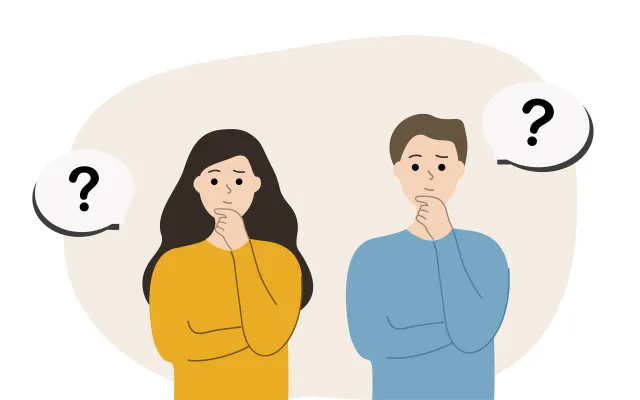 Beeld: Charlottstudio/Shutterstock Twee mensen met tekstballonnetjes met vraagtekens