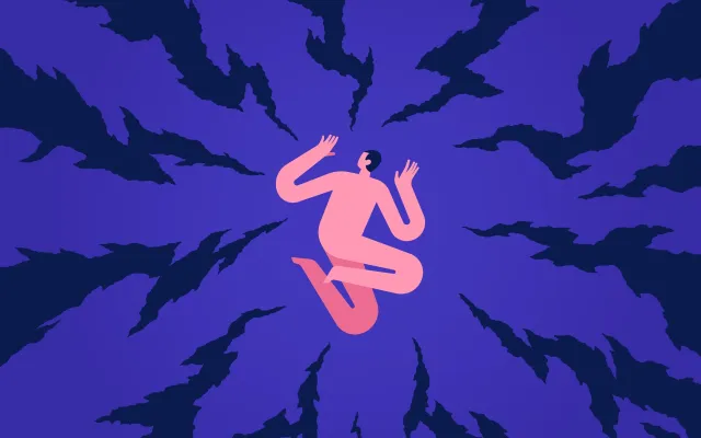 Illustratie van een persoon met allemaal schichten er naartoe