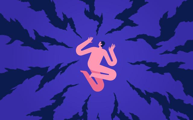 Iemand die bedreigd wordt door bliksem