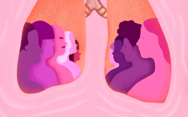 Illustratie van longen met mensen erin