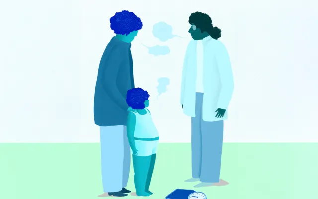 Illustratie van een kind met overgewicht