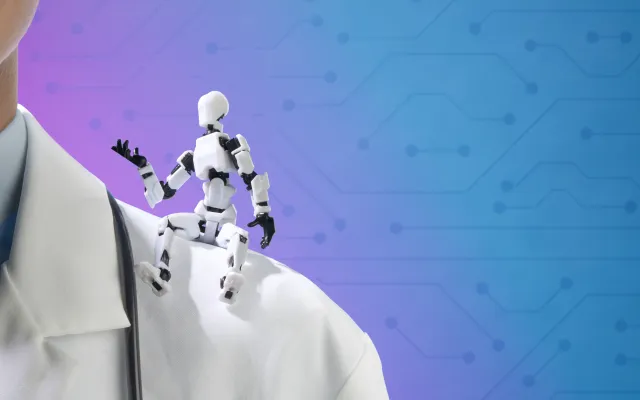 Robot op de schouder van een arts