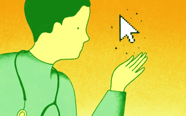 Beeld: Anna June Illustratie arts kijkt naar cursor