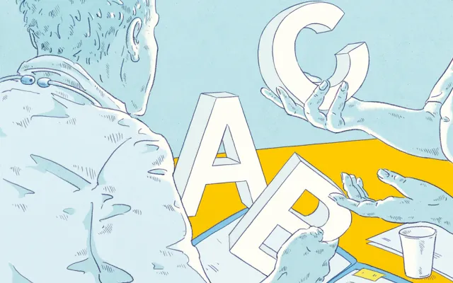 Illustratie van mensen die in bespreking zitten