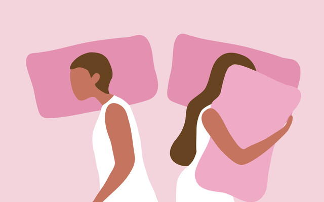 Illustratie van twee mensen in bed