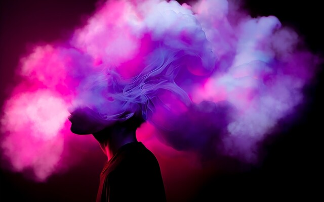 Iemand met hoofd in de wolken