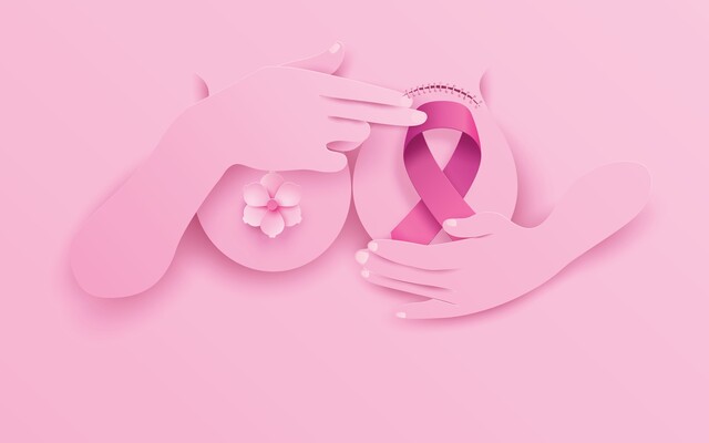 Illustratie van een borst met het Kankerlintje erop