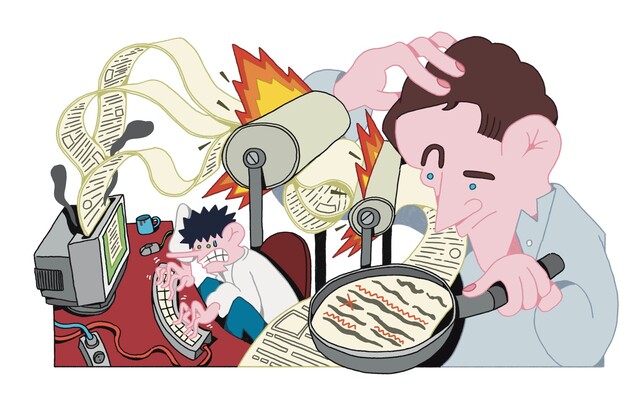 Illustratie van iemand die een ademtest doet