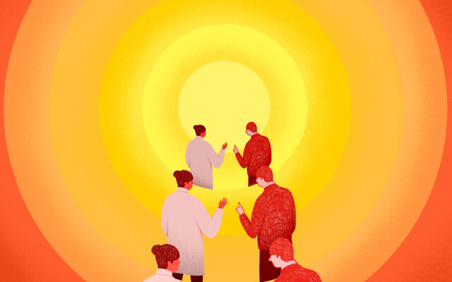 Illustratie van medici die samen beslissen