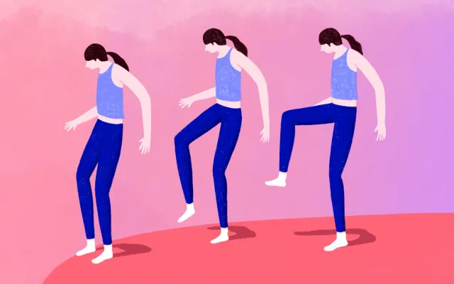 Illustratie van 3 mensen die bewegen op een knie