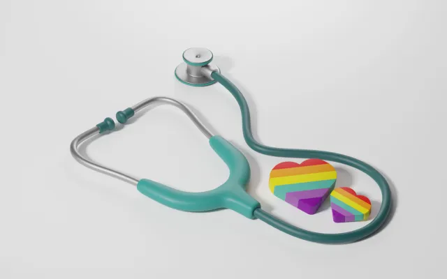 Stethoscoop met regenbooghartjes