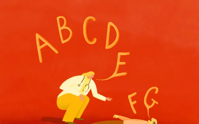 Illustratie met mensen en het alfabeth