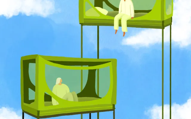 Beeld: Anna June Illustratie van tentbedden