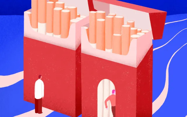 Illustratie van pakjes sigaretten waar je in kunt lopen