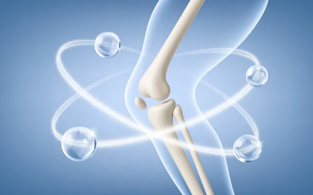 Illustratie van kniegewricht met atomen