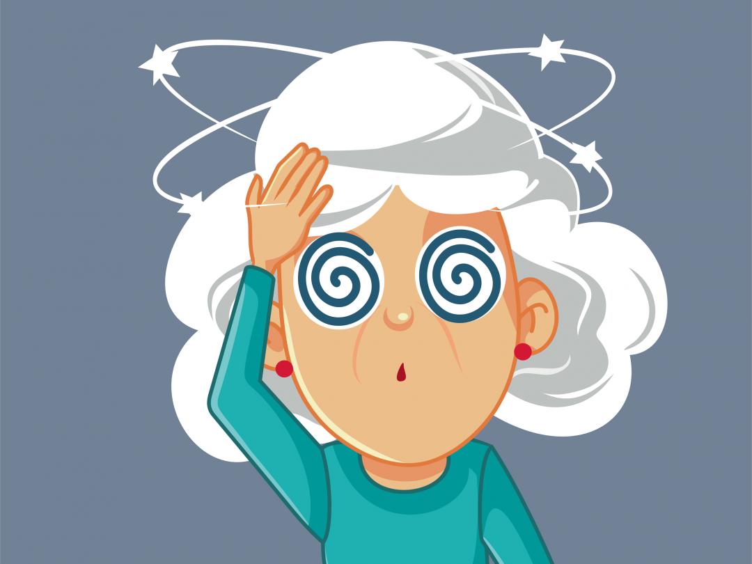 Illustratie van een duizelige vrouw.