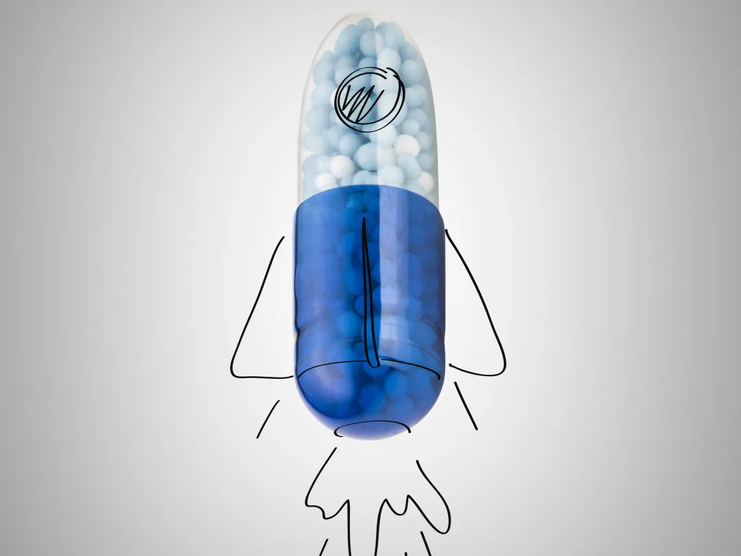 Een capsule lijkt op een raket.