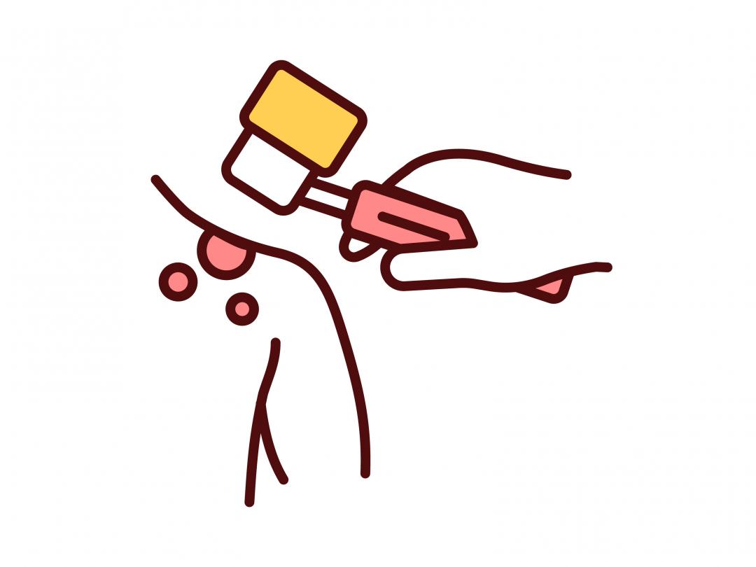 Schematische weergave kloppen op schouder