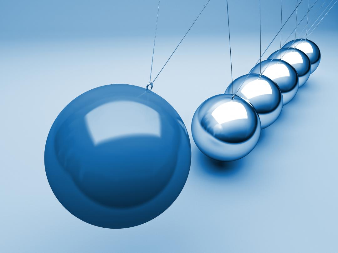 Illustratie van een Newtonpendel.