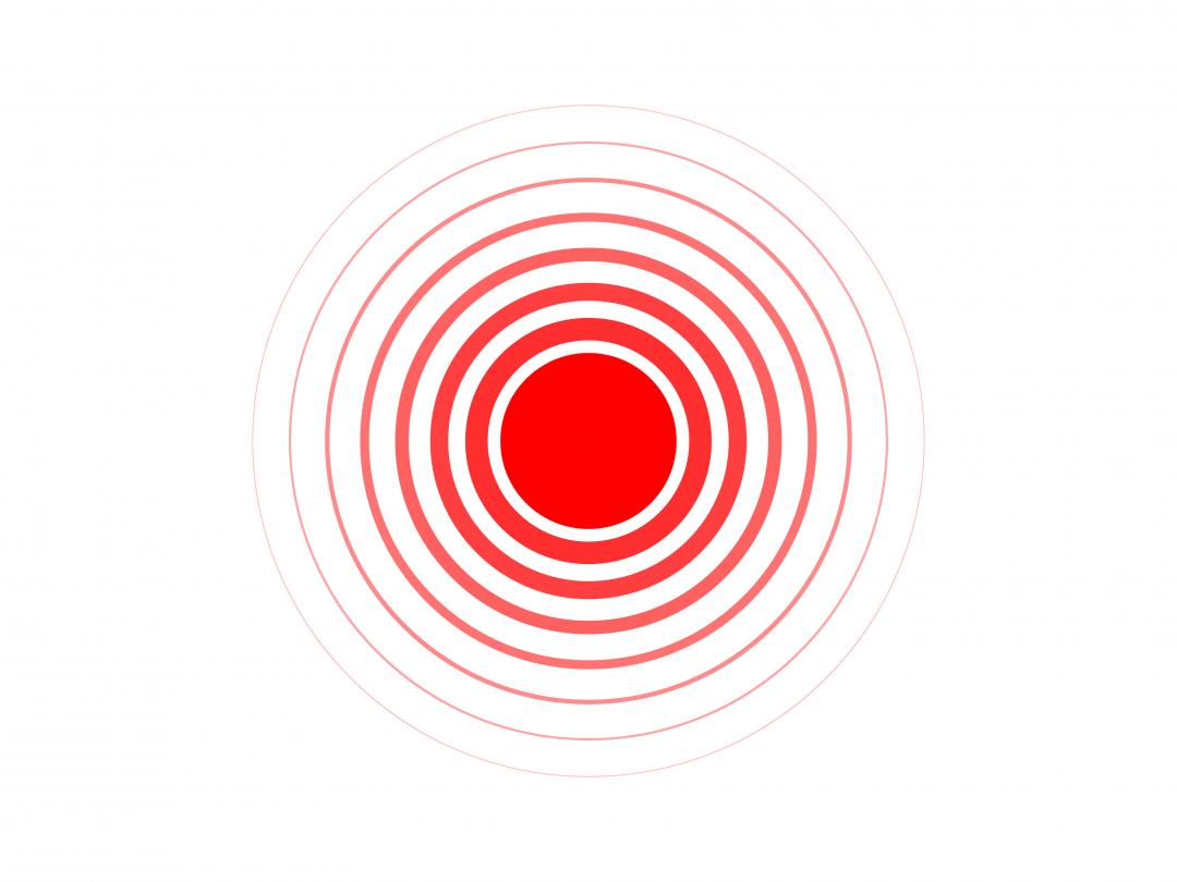Rode cirkel met kleiner wordende kringetjes eromheen