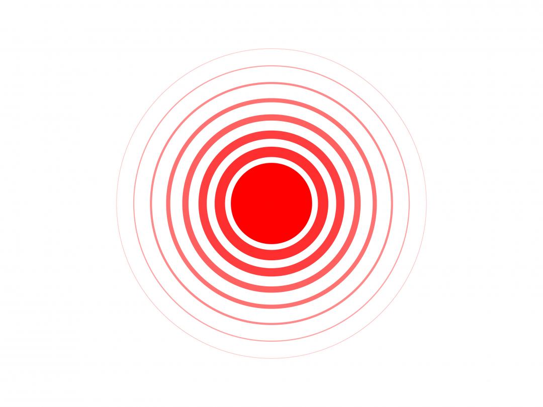 Rode cirkel met kleiner wordende kringetjes eromheen