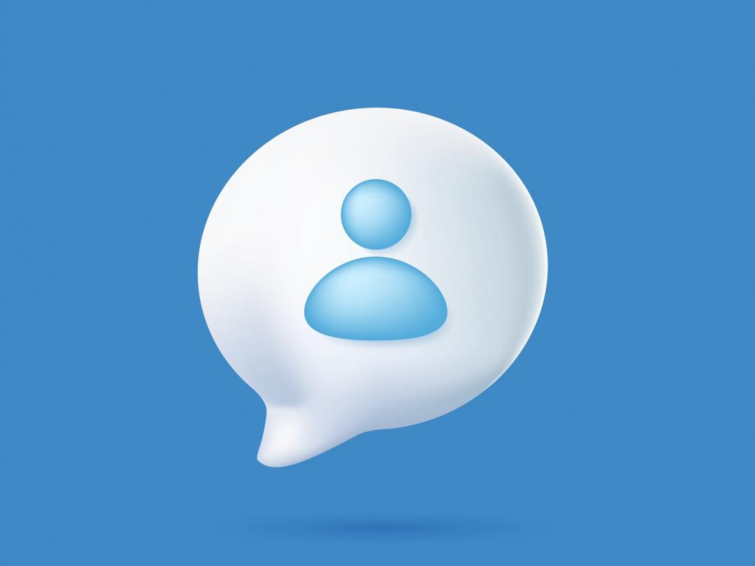 Tekstballonnetje met persoon erin