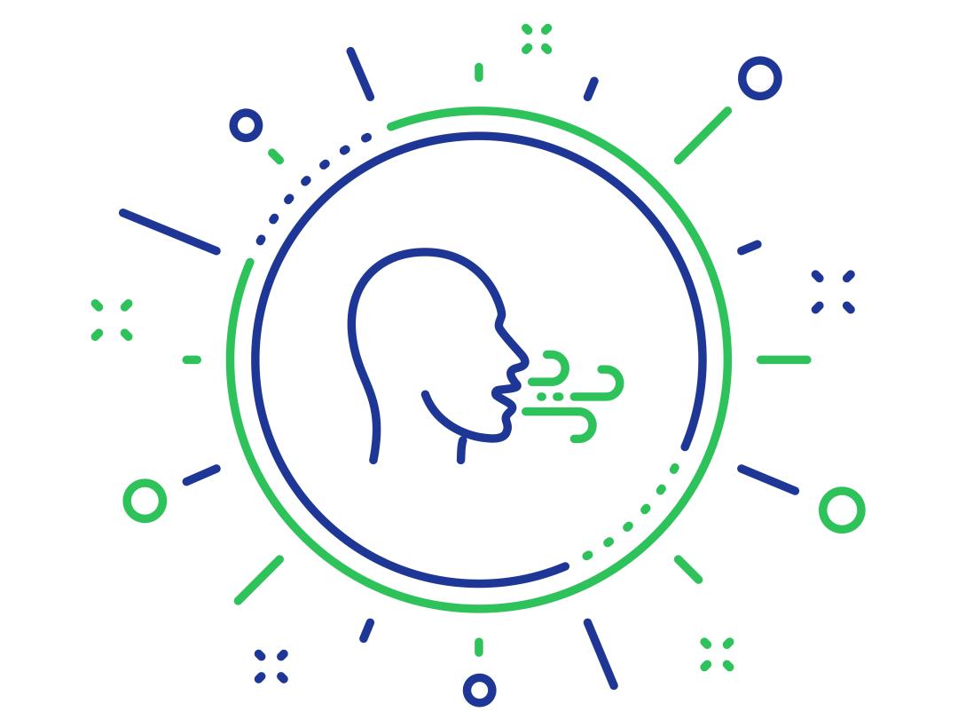 Een tekening vaniemand die hoest