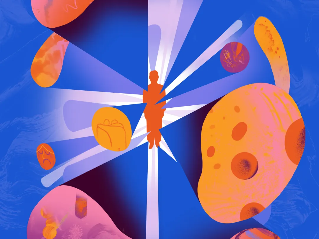 Illustratie van een mensen met organen om hem heen 