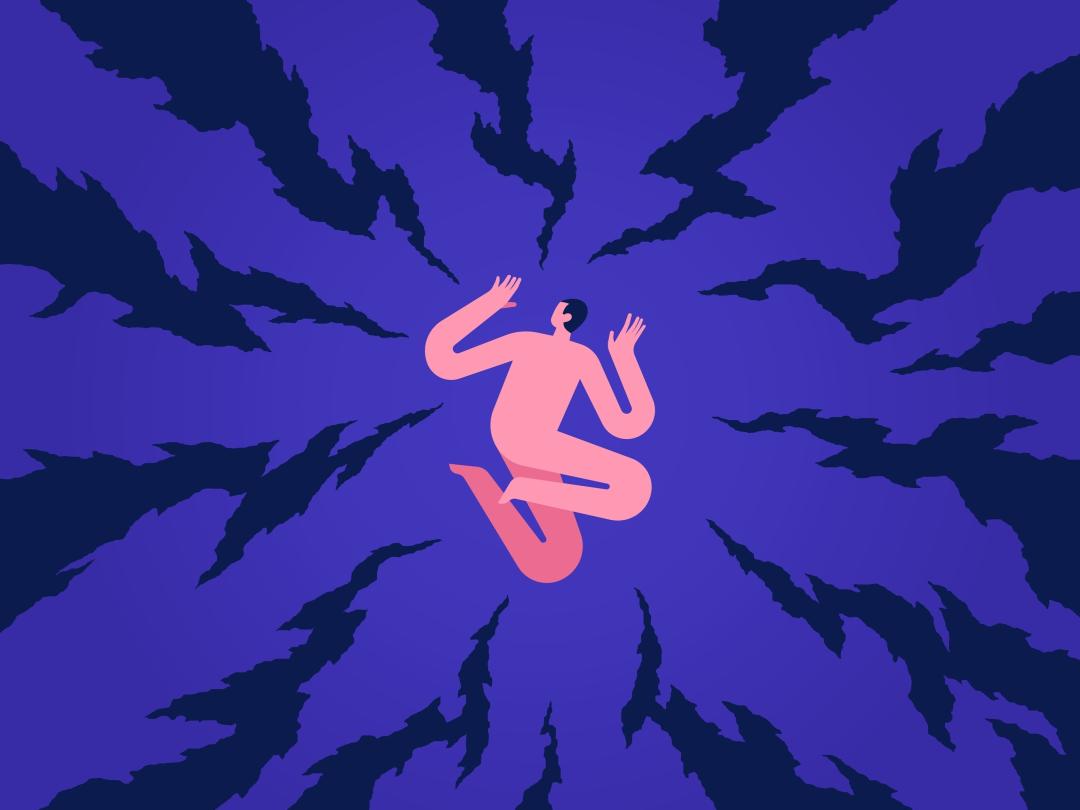 Illustratie van een persoon met allemaal schichten er naartoe