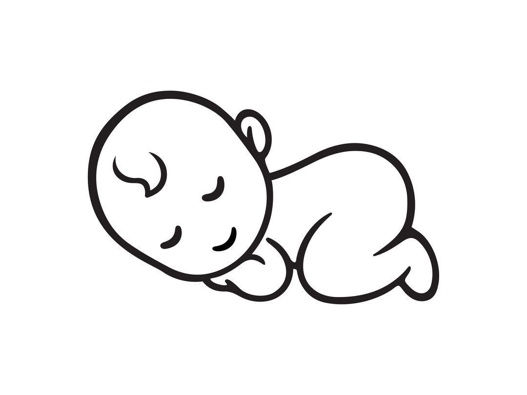 getekende baby die ligt te slapen