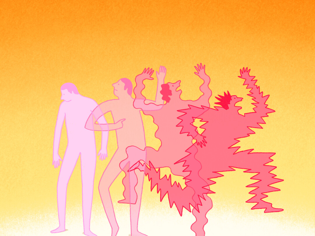 Illustratie Mensen die steeds schokkeriger worden