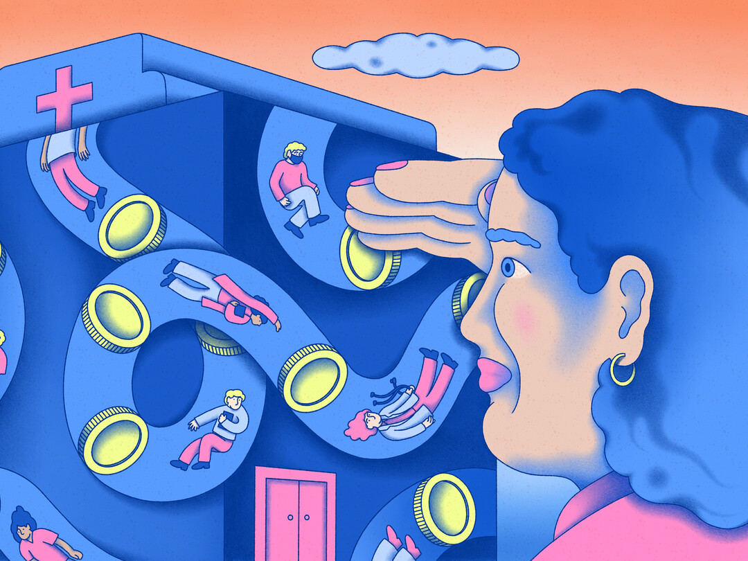 Illustratie van geldstroom door een ziekenhuis