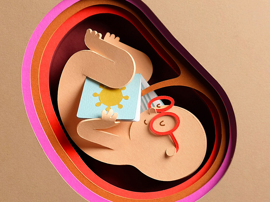 Illustratie van baby in de baarmoeder