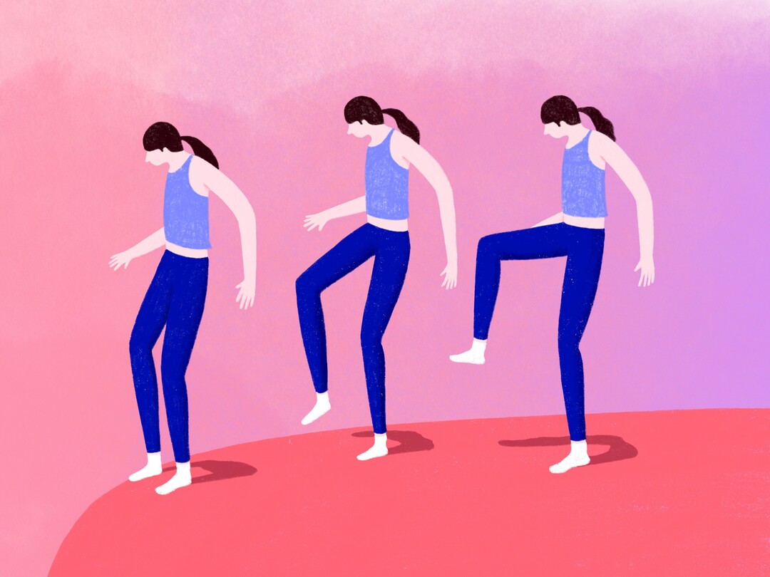 Illustratie van 3 mensen die bewegen op een knie