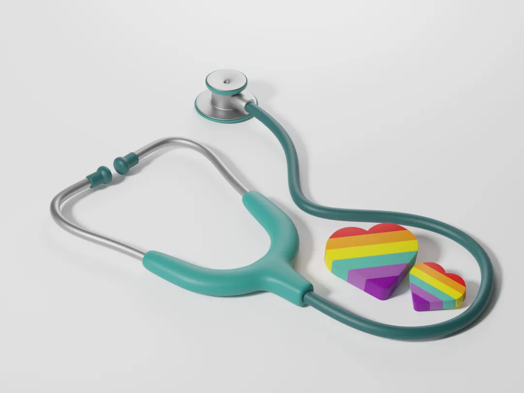 Stethoscoop met regenbooghartjes