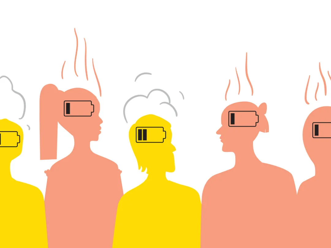 Illustratie van mensen met een lege batterij 