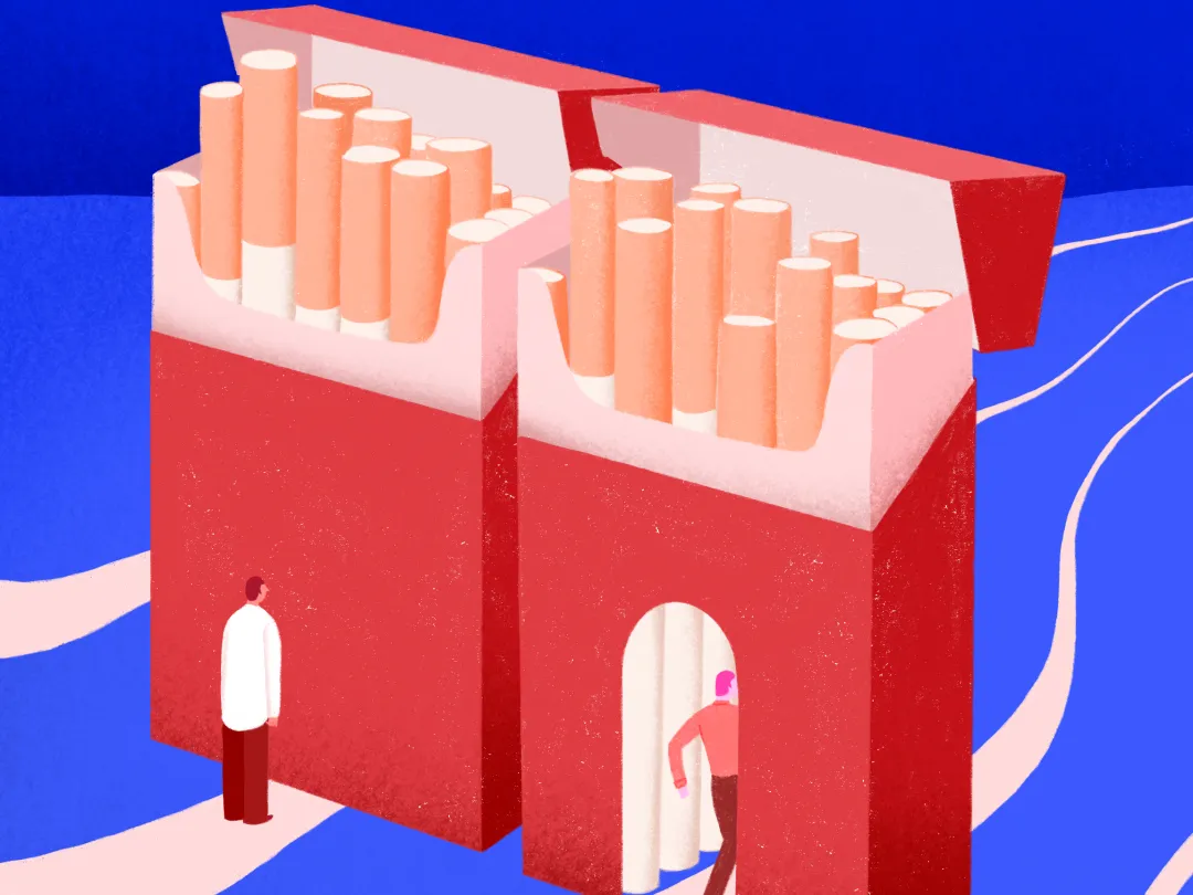 Illustratie van pakjes sigaretten waar je in kunt lopen