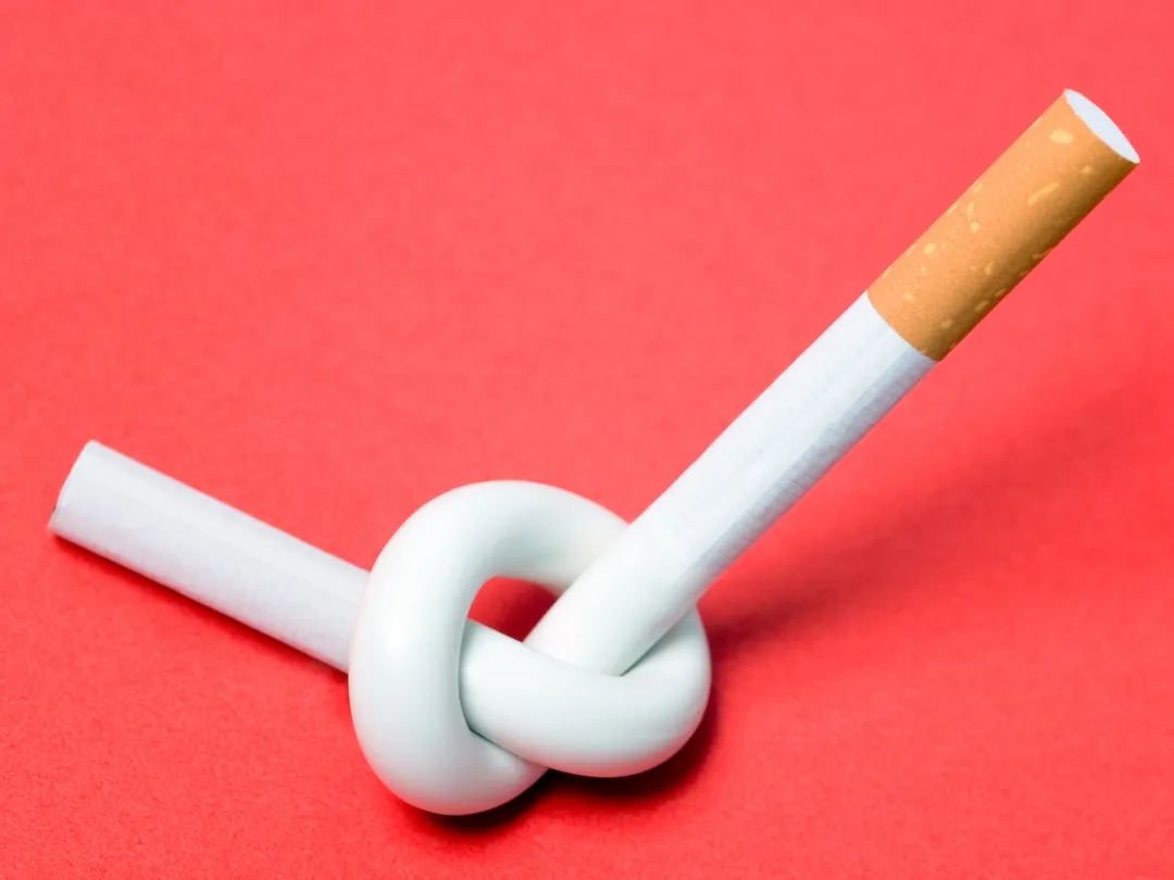 Illustratie van een sigaret met een knoop erin