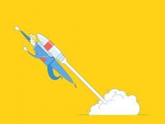 Man geketend aan raket